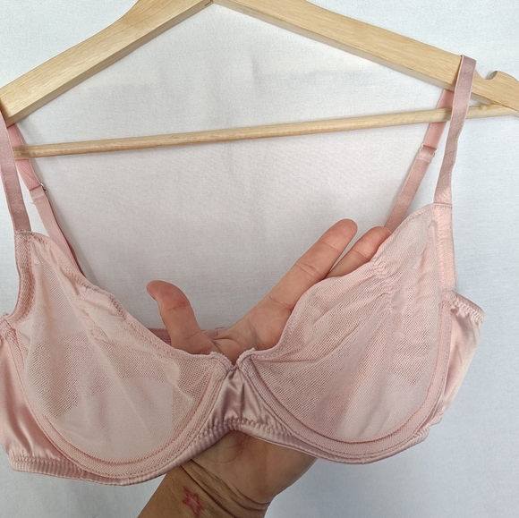 Free People Bra Intimately Heart Throb Blush Pink Sheer Mesh Underwire Medium M - Picture 4 of 8